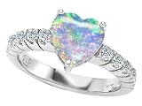 Original Star K(tm) 8mm Heart Shape Created Opal Engagement Ring LIFETIME WARRANTY
