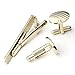 PiercingJ 3pcs Men's Stainless Steel Exquisite GQ Cufflink and Tie Clip Set