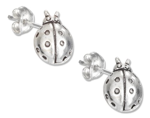 STERLING SILVER MINI LADYBUG EARRINGS ON POSTS