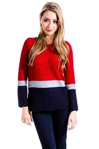 Romeo & Juliet Couture Scoop Neck Knitted Sweater in Red, Grey, and Navy