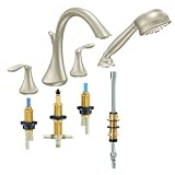 Moen T944BN-9992 Eva Two-Handle High Arc Roman Tub Faucet and Shower Handle with Valve, Brushed Nickel
