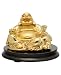 Small Shinny Gold Resin Happy Buddha Statue (Hotei) on a Base