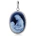 14K White Gold Mother and Her Baby Cameo Pendant