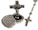 Rosary - 3mm Saint Benedict Rosary - Crucifix Metal Rosary Case - 13.5" Silver Tone Chain - IMPORTED FROM ITALY
