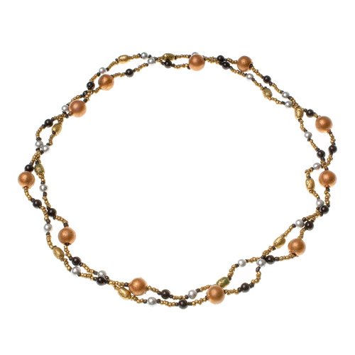 Copper Tone Beaded Long Collar Necklace