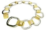 14K Yellow And White Gold Open Italian Link Bracelet, Set With Diamond Accents