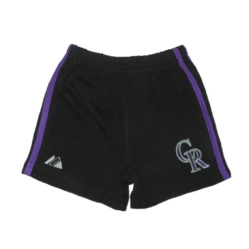 MLB Colorado Rockies Baby / Infant Comfortable Fit Cotton Shorts with Embroidered Logo - Black (Size: 12)