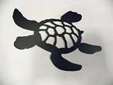 Turtle Swimming Silhouette Black Metal Wall Art Home Decor