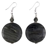 EXP Handmade Green Quartz Dangle Earrings With Antiqued Silver Beads