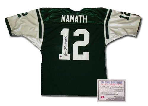 Joe Namath Hand Signed Authentic Style New York Jets Green Jersey