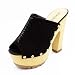 GENA-01, Size: 7.5, Black PU Suede, Peep-Toe Platform Clogs