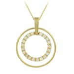 SAVE $14.01 - 18k Gold Overlay Sterling Silver Created-Opal Double Large Circle Pendant w/ Rolo Chain, 18" $39.99