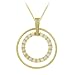 18k Gold Plated Sterling Silver Created-Opal Double Large Circle Pendant with Rolo Chain, 18
