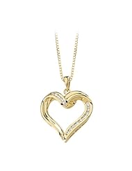 14K Yellow Gold 1/4 ct. Diamond Heart Pendant with Chain