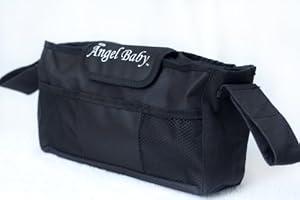 Stroller Organizer - UNIVERSAL, Black, Collapsible Accessories Buggy Baby Bag with Drink Insulated Cup Holders - DEEP Pockets for Diapers,Toys,Wipes - CUSTOM Made Caddy for iPhone/Smart phone - Fits Britax,Peg Perego,Chicco,Umbrella,Bugaboo,Baby Jogger,Graco, & More LIFETIME GUARANTEE