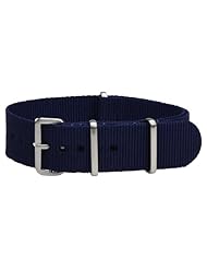 22mm Premium Classic Brushed Nylon Solid Navy Blue - Easily Interchangeable Replacement Watch Strap / Band - Fits All Watches!!!