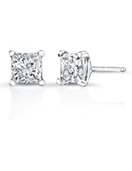 Victoria Kay IGI Certified 1/2cttw White Diamond Princess-Cut Stud Earrings in 14k White Gold (1/2cttw, G-H Color, SI2-I1 Clarity)