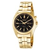 Seiko Men's SMY116 Gold-Tone Stainless Steel Kinetic Black Dial Watch