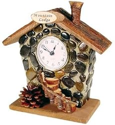 Hand-Crafted Rustic Wood and Stone Mountain Lodge Clock 7