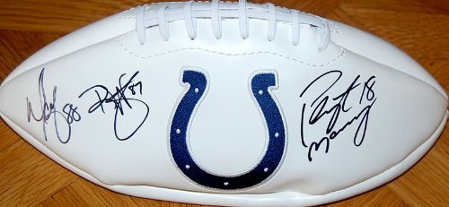 Indianapolis Colts Marvin Harrison, Reggie Wayne & Peyton Manning Autographed / Signed Logo Football