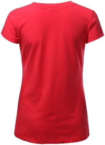 SJSP Plus Womens Basic Short Sleeve Loose Fit V-Neck Henley T-Shirt Plus Size Coral XL