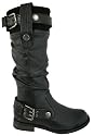 I Love Shoes - New Biker Leather Style Flat Adjustable Calf Stretch Boots