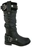 IMAGE OF I Love Shoes Biker Leather Style Flat Wide Calf Boots