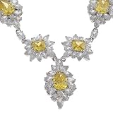 Multi Shape Canary Diamond Platinum Vermeil 30ct Necklace
