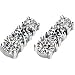 14K White Gold Created Moissanite 3 Stone Earring