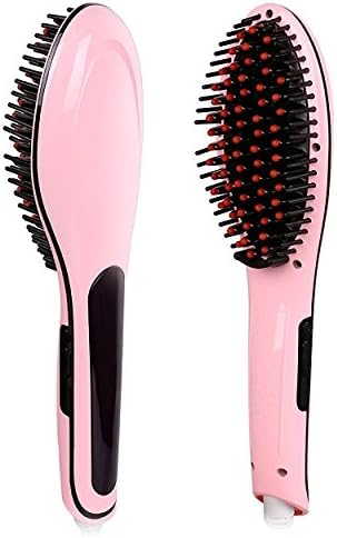 Hair Straightener,LCD Display, Instant Magic Silky Straight Hair Styling, Anion Hair Care, Anti Scald, Zero Damage, Massage Straightening Irons, Detangling Hair Brush (Pink)