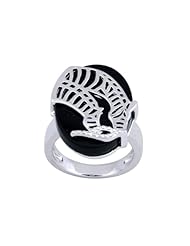 Sterling Silver Black Agate Zebra Ring