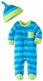 Offspring - Baby Apparel Baby-Boys Newborn Offspring Two Blues Stripe Footie With Hat