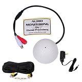 VideoSecu High Sensitive Pre-amp Mini Microphone Kit for Security Audio Sound Voice Monitoring Recording with Power Supply, Extension Cable and Free Warning Decal A92