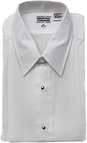 Mens Laydown Collar White Tuxedo Shirt with Gold Studs By Broadway Tuxmakers
