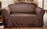 Satin Stripe Loveseat Slipcover - Coffee