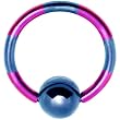 14 Gauge Blue Purple Striped Titanium Captive Ring