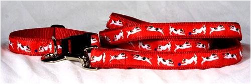 Designer Jack Russell Terrier Dog Leash - Red Jack Russell Terrier Leash - Four Feet Long - Made in USA