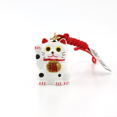 Manekineko-Strap, Anhänger für Handy, Winkekatze, weiß
