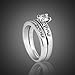 Nickel Free Silver Tone Rhodium Plated 3mm Band 5mm Cubic Zirconia Engagement R41