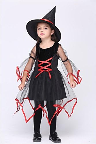 YiCos Halloween Kids Girls Witch Costume Cosplay Party Fancy Dress (Size M(42-46in))