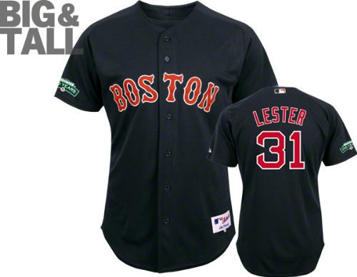 Jon Lester Jersey: Big & Tall Boston Red Sox #31 Alternate Navy Authentic Jersey with Fenway Park 100th Year Anniversary Patch