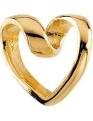 14K Gold Childrens Ribbon Heart Pendant With 15" Chain