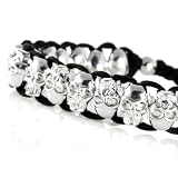 Chrome Skull Bracelet, Adjustable for Any Size 5 Inches and Up. Very Cool, Trendy Bracelet for Men, Women, Teens, Boys and Girls