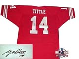 Y.A. Tittle 49ers Autographed/Hand Signed Red Jersey