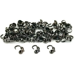 50 Clamshell Bead Tips Jewelry Beading Gun Metal Plated