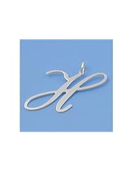 Sterling Silver Italian Initial H Pendant Polished Cute Charm Pure 925 New 42mm with 2mm Rope Chain