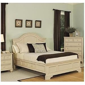 Hadley Pointe Panel Bed In Antique Parchment