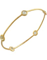 14 Karat Yellow Gold Green Amethyst Slip-on Bangle (8 inch)
