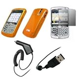 Premium Clear Soft Silicone Gel Skin Cover Thermoplastic Polyurethane (TPU) Case + Crystal Clear Screen Protector + Rapid Car Charger + USB Data Sync Charge Cable for BlackBerry Curve 8300, 8310, 8320, 8330