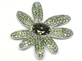 Crystal Flower Brooch Pin Green Jewelry